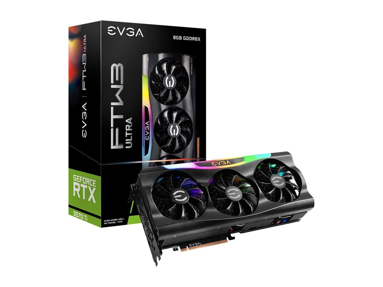 EVGA GeForce RTX 3070 Ti FTW3 ULTRA GAMING Video Card, 08G-P5-3797-KL, 8GB GDDR6X, iCX3 Technology, ARGB LED, Metal Backplate IN STOCK