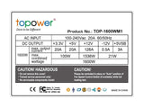 TOPOWER 1600W GPU Mining Power Supply For BTC/BCH/ETC/ETH/LTC/XMR/XRP/ZEC etc Crypto Coin Mining Miner, Support 8 Graphics Card For ATX Mining Rig, AC Input 90 - 240V