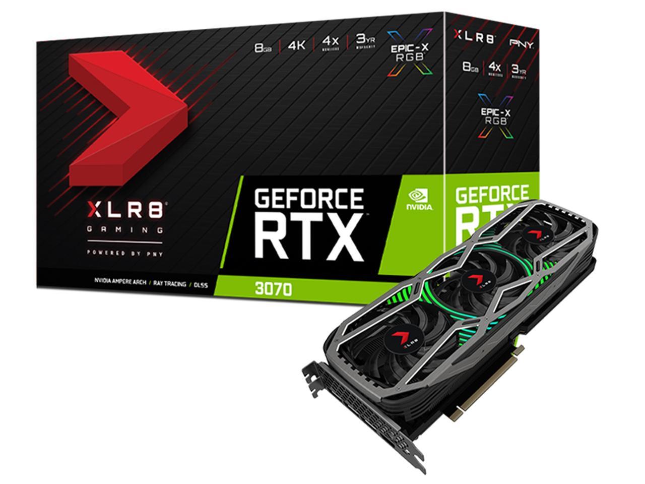 PNY Video Card GeForce RTX 3070 8GB XLR8 Gaming EPIC-X RGB Triple Fan Backorder