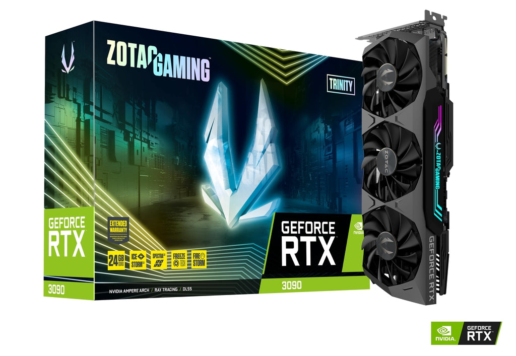 ZOTAC Gaming GeForce RTX 3090 Trinity OC 24GB GDDR6X 384-bit 19.5 Gbps PCIE 4.0 Gaming Graphics Card, IceStorm 2.0 Advanced Cooling, Spectra 2.0 RGB Lighting, ZT-A30900J-10P IN STOCK